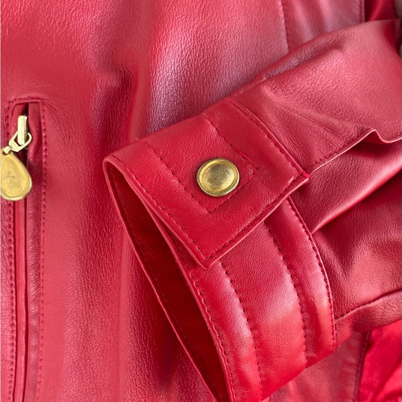 Margaret Godfrey 80’s RED leather utility jacket XL EXCELLENT CONDITION NWOT ❤️ - Picture 4 of 7